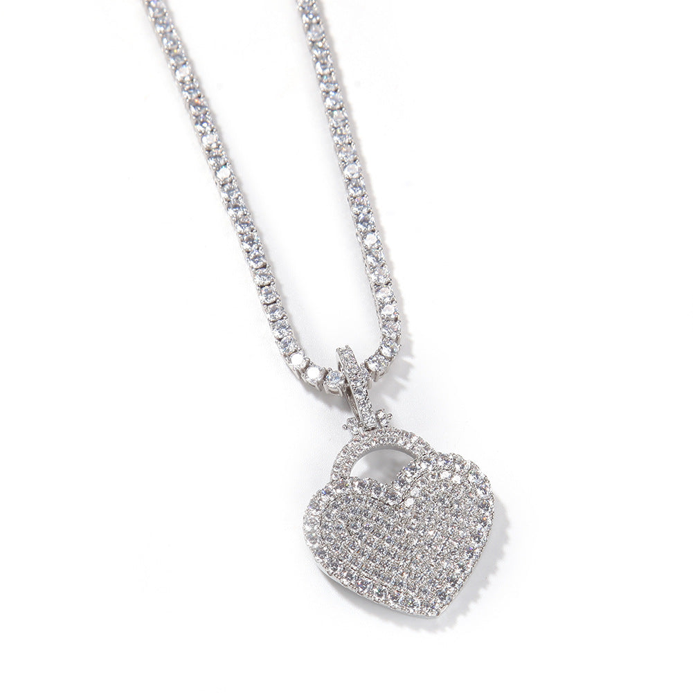 Jewelry Zircon Love Lock Necklace Design Sense Pendant St. Valentine's Spectrum