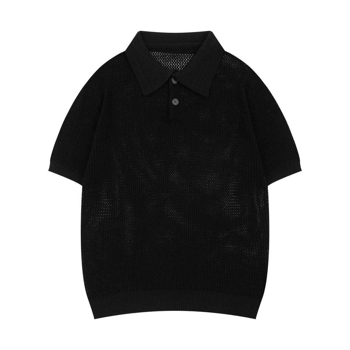 Hip hop clothing new york summer short-sleeved hollow-knit polo shirt lapel T-shirt