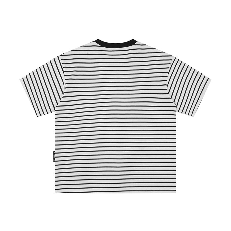 Hip Hop Shirts For Boys Black & White Striped Short Sleeve T-Shirt