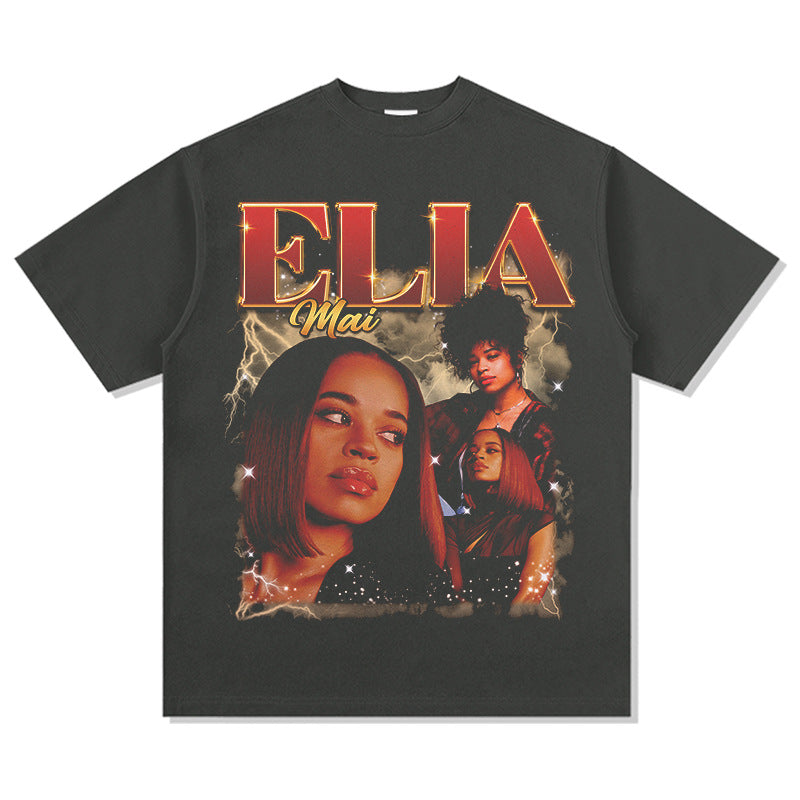 Marcas streetwear usa vintage hip hop EllaMai print short sleeve t-shirt