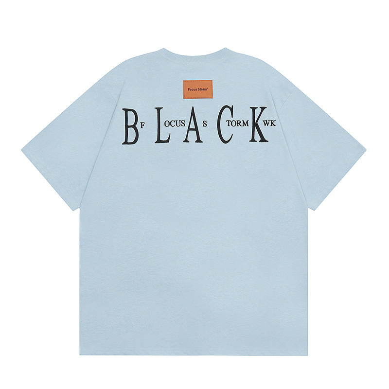 Vintage T Shirts Hip Hop Letter Embroidered Short Sleeve T-Shirts