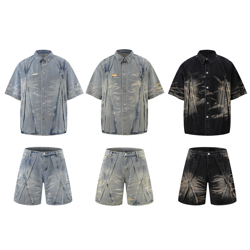 Hip Hop Shirts For Boys Summer Washed Jeans Hip Hop Denim