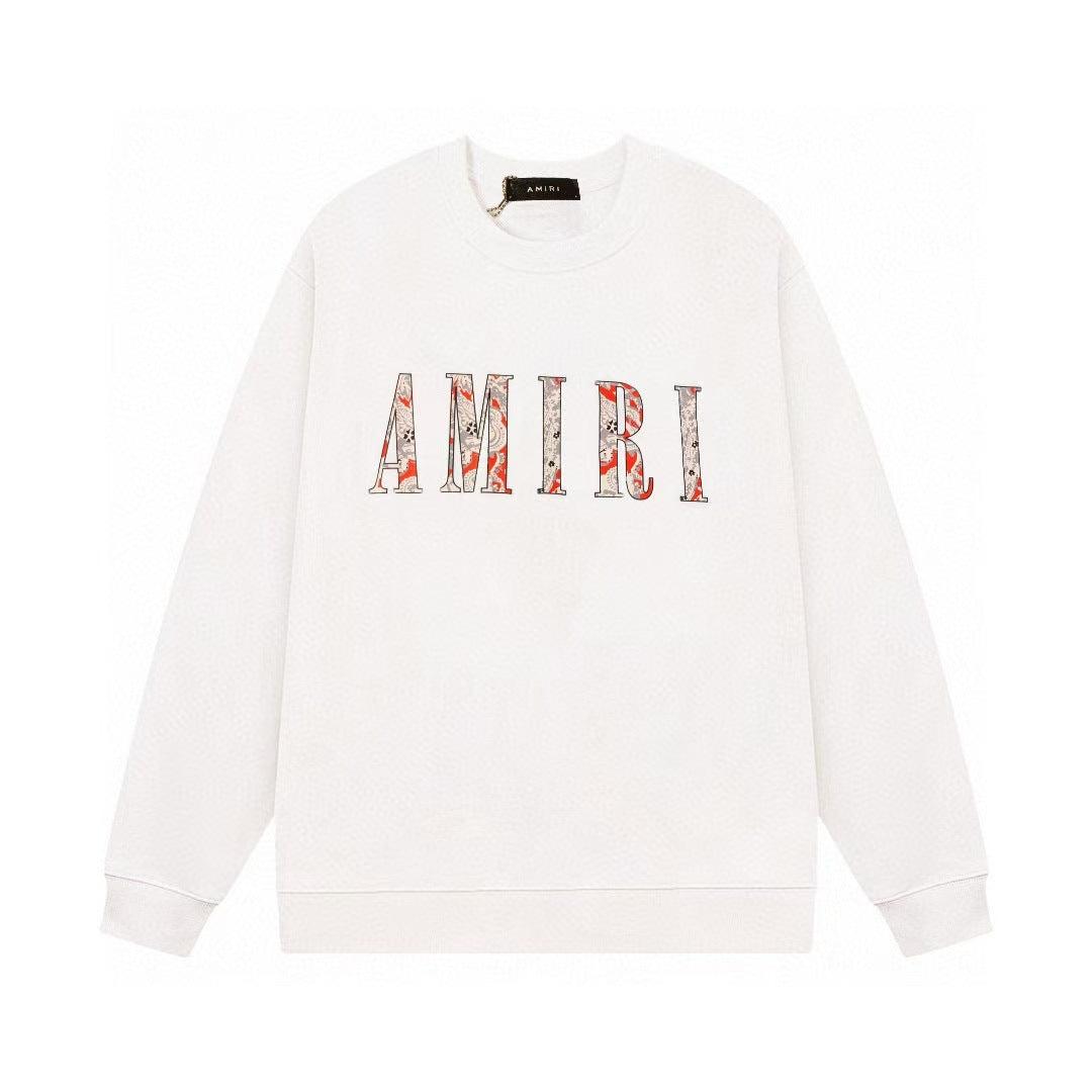 Amiri Sweatshirt Autumn and Winter AMI LOGO Letter Pattern Pullover Sweater Men and Women