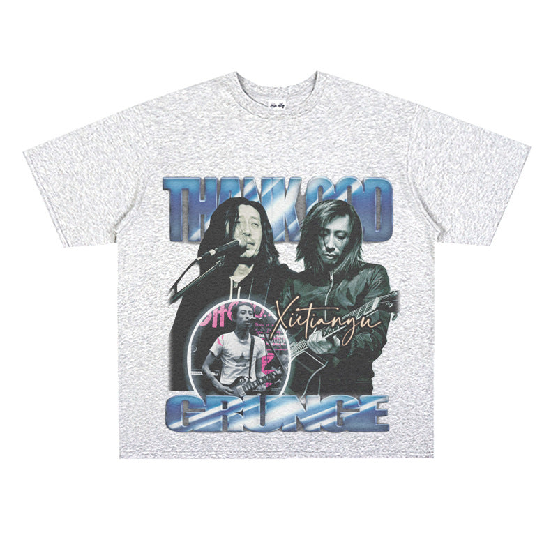 Film Star T Shirt Loose Weight Retro Street Cotton T-shirt