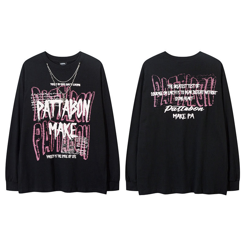 Marcas De Streetwear Necklace Long Sleeve T-Shirt Loose Oversize Top
