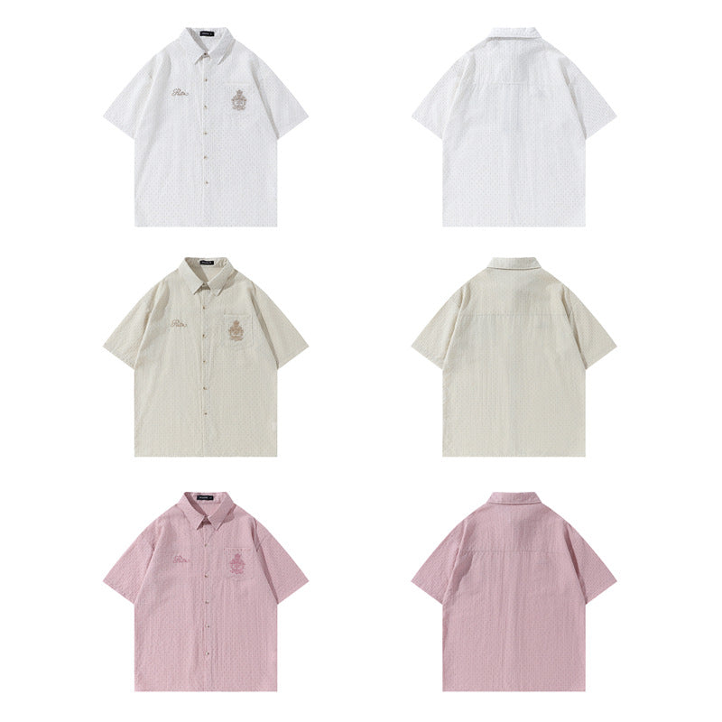 Y2K mens shirt vintage striped short sleeve shirt