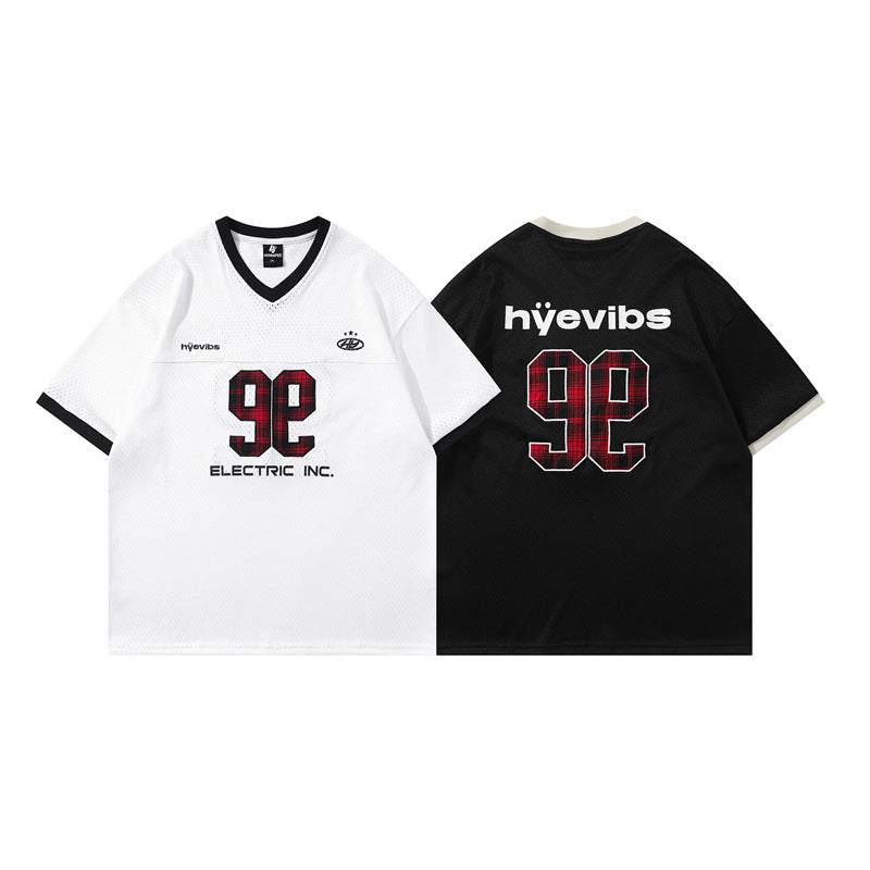 Y2K mens shirt v-neck short-sleeved T-shirt