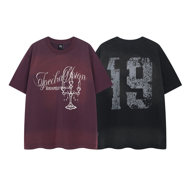 Y2K mens shirt retro cleanfit loose short sleeve t-shirt