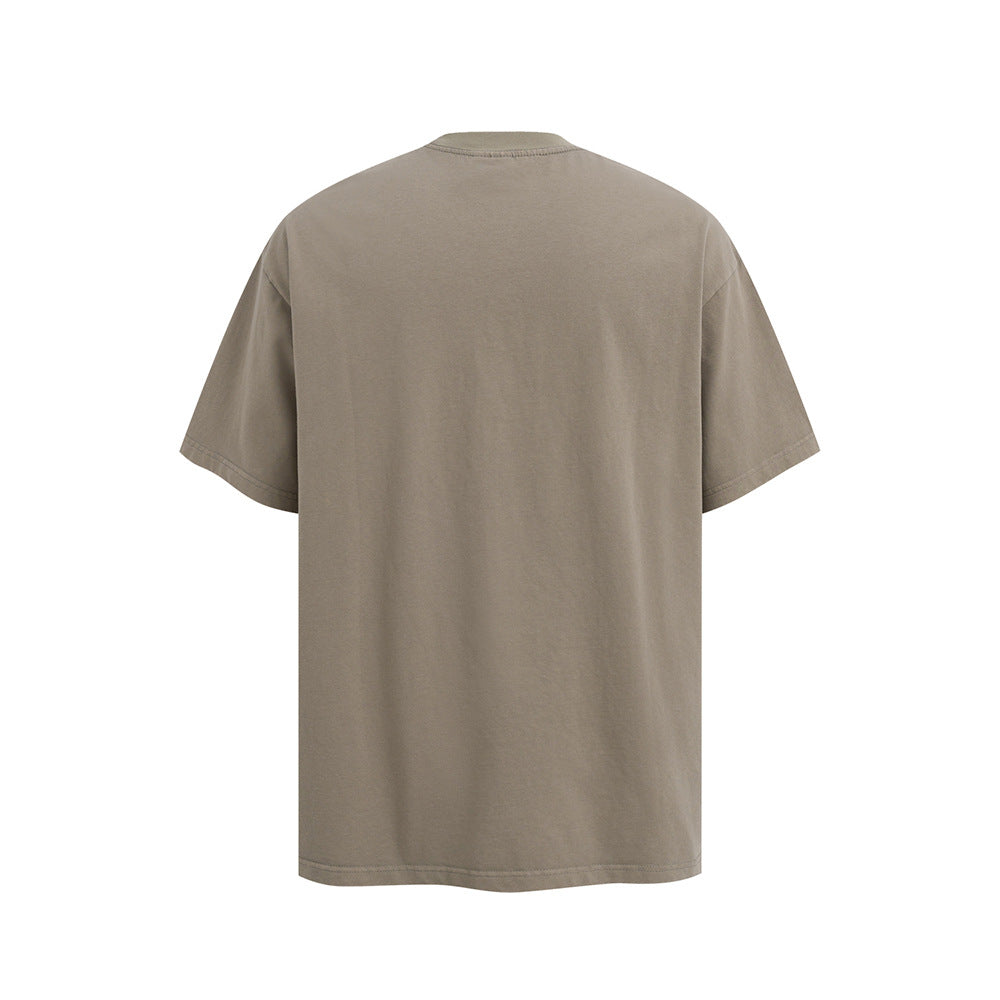 Nostalgia T Shirts Alphabet Printing Washing Water Old Short Sleeve T-Shirts