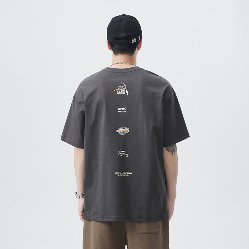 Men T-shirts Loose Summer Print Short Sleeve Top