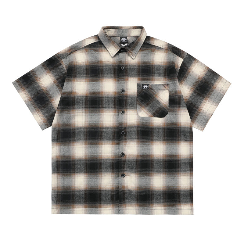 Casual Street Wear Checked Shirt Short Sleeve Shirt