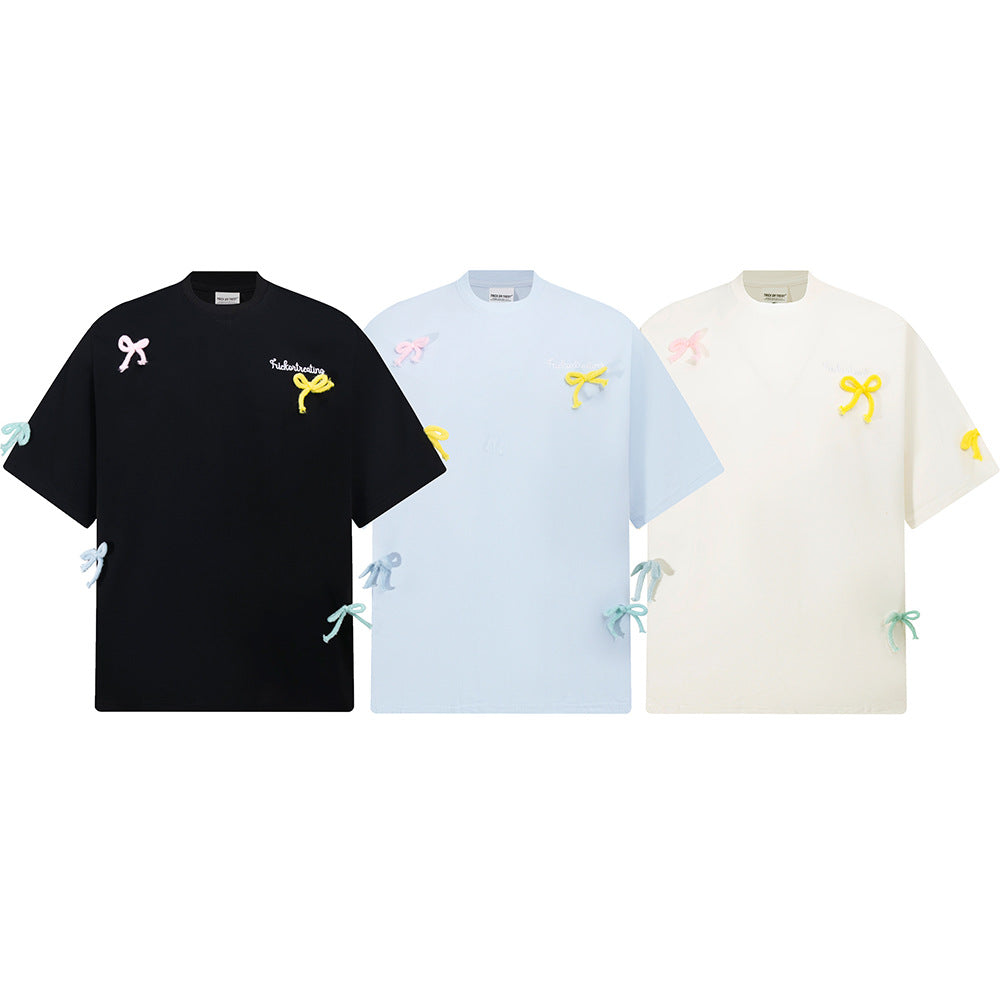 Vintage Usa Shirt Vintage Short Sleeve T-Shirt Bow Short Sleeve T-Shirt Crew Neck Top