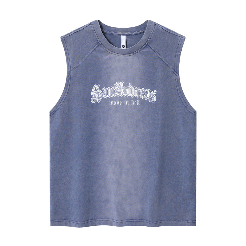 Hip Hop Shirts For Boys Washed Old Sleeveless T-Shirts