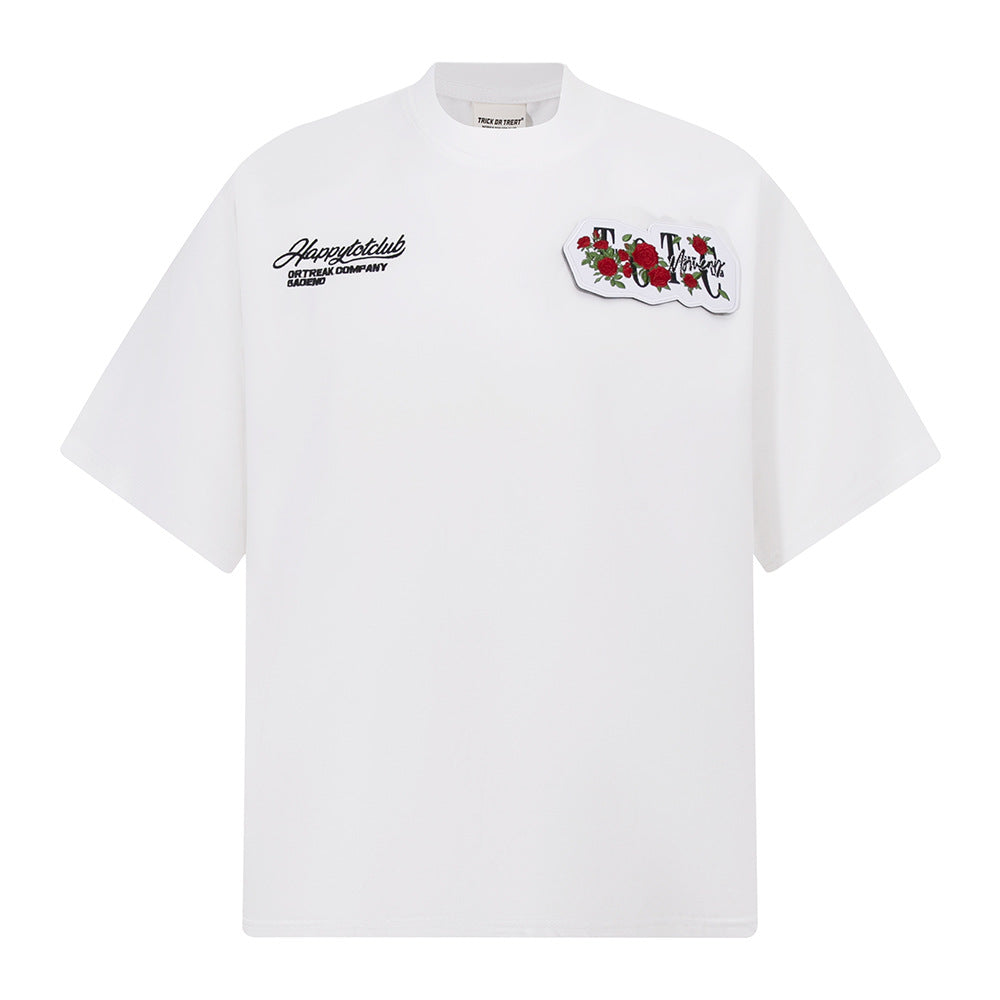 Nostalgia T Shirts Letter Embroidered T-Shirt Summer Short Sleeve Loose Top