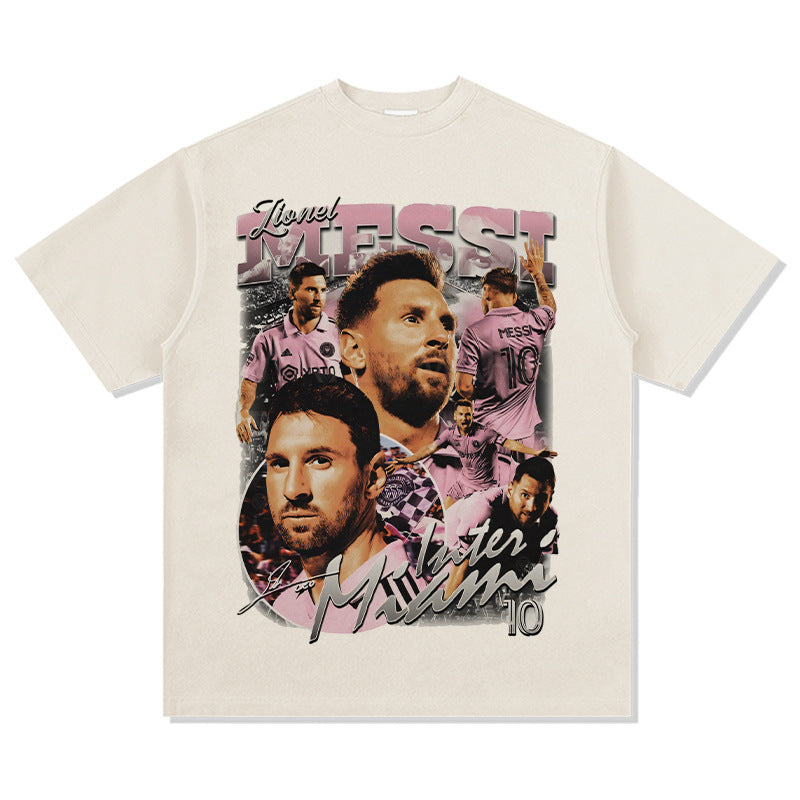 Marcas streetwear usa vintage messi print long sleeve short sleeve t-shirt