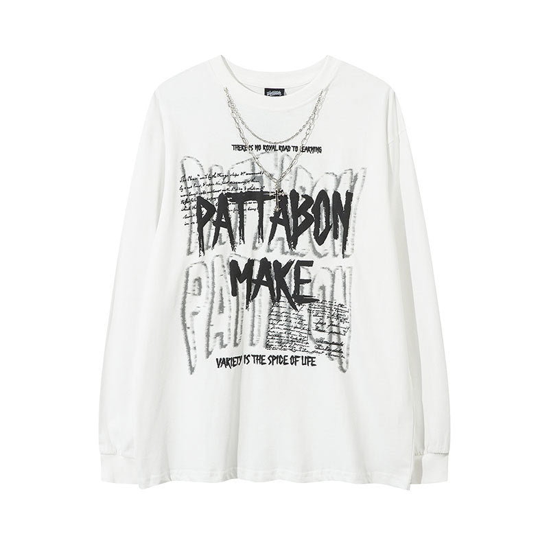 Marcas De Streetwear Necklace Long Sleeve T-Shirt Loose Oversize Top