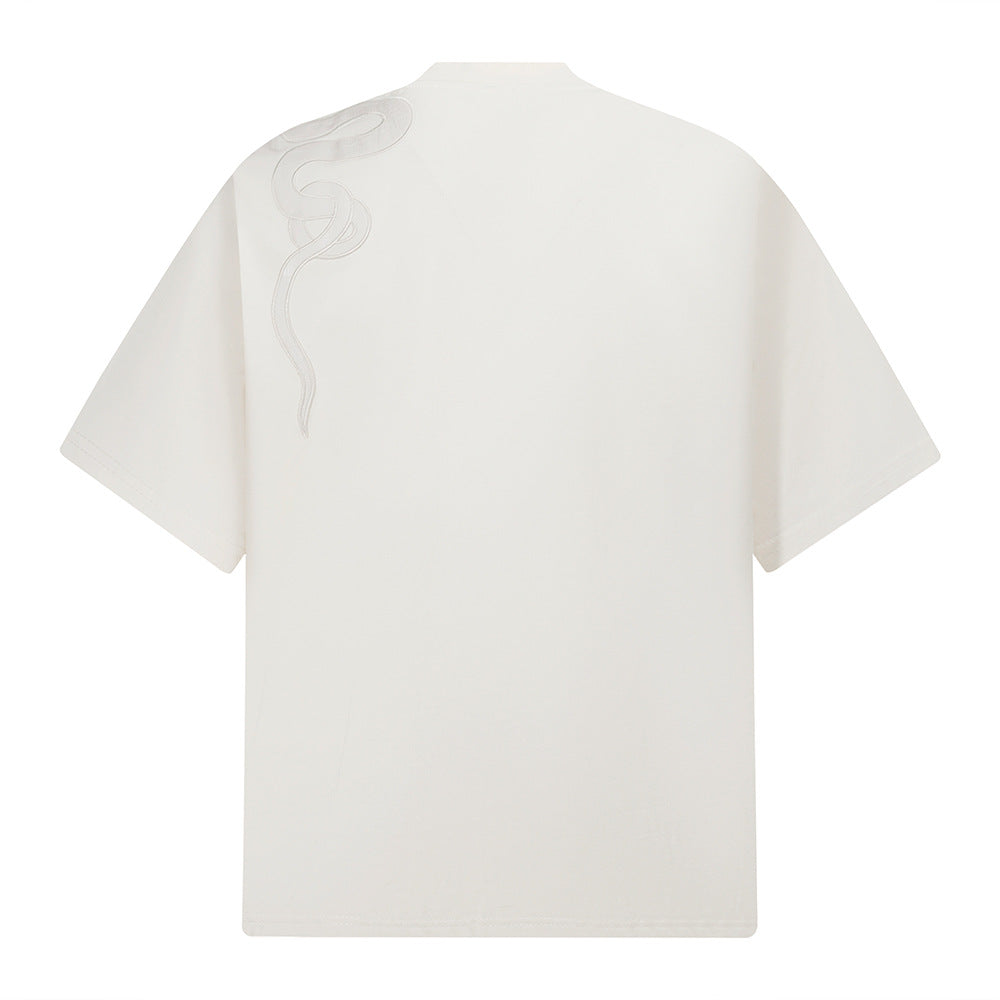 Nostalgia T Shirts Year of the Snake Limited Embroidery Short Sleeve T-Shirt