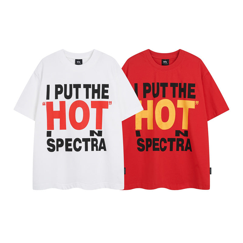 Y2K mens shirt washed heavy spray painted letters hip hop retro loose T-shirt