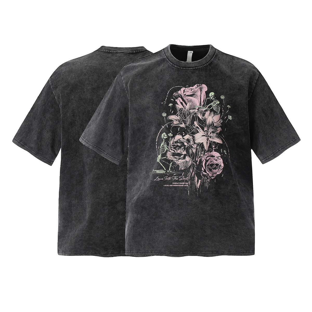 T shirt vintage usa summer wash do old flower t-shirt short sleeve