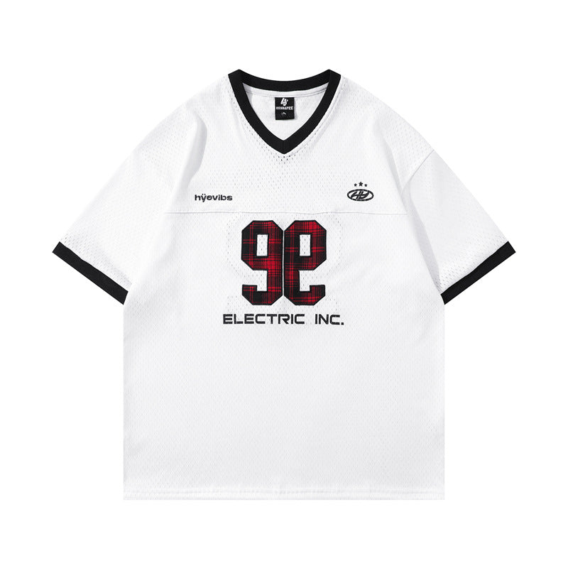 Y2K mens shirt v-neck short-sleeved T-shirt