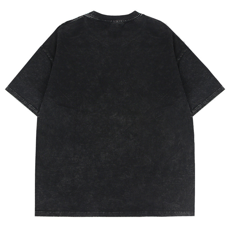 Vintage T Shirts Hip Hop Wash Old Short Sleeve T-Shirt Loose Vintage Oversize