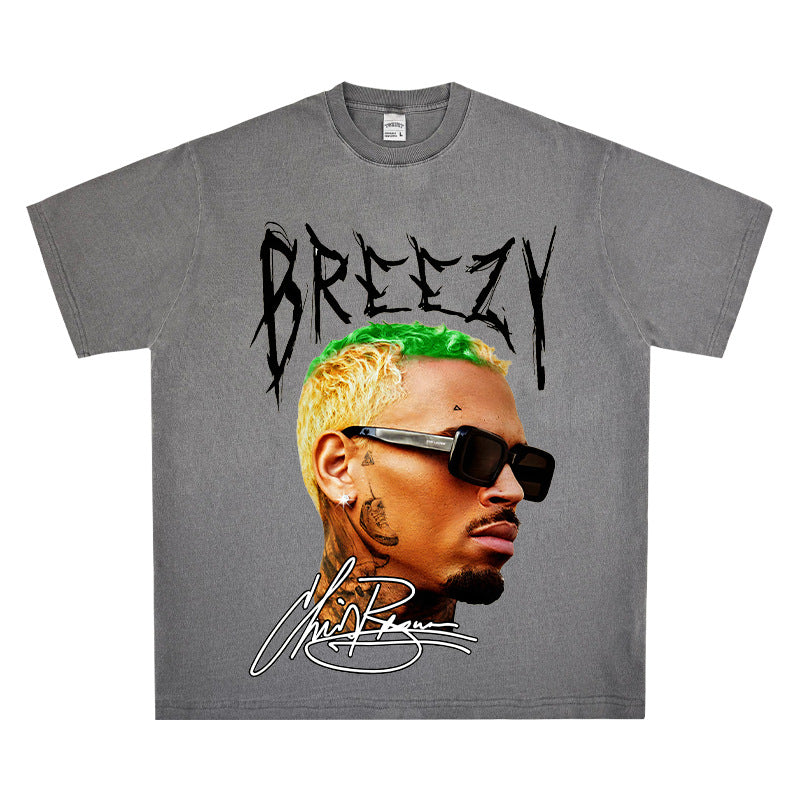 New york hip hop shop vintage brown, print short sleeve t-shirt