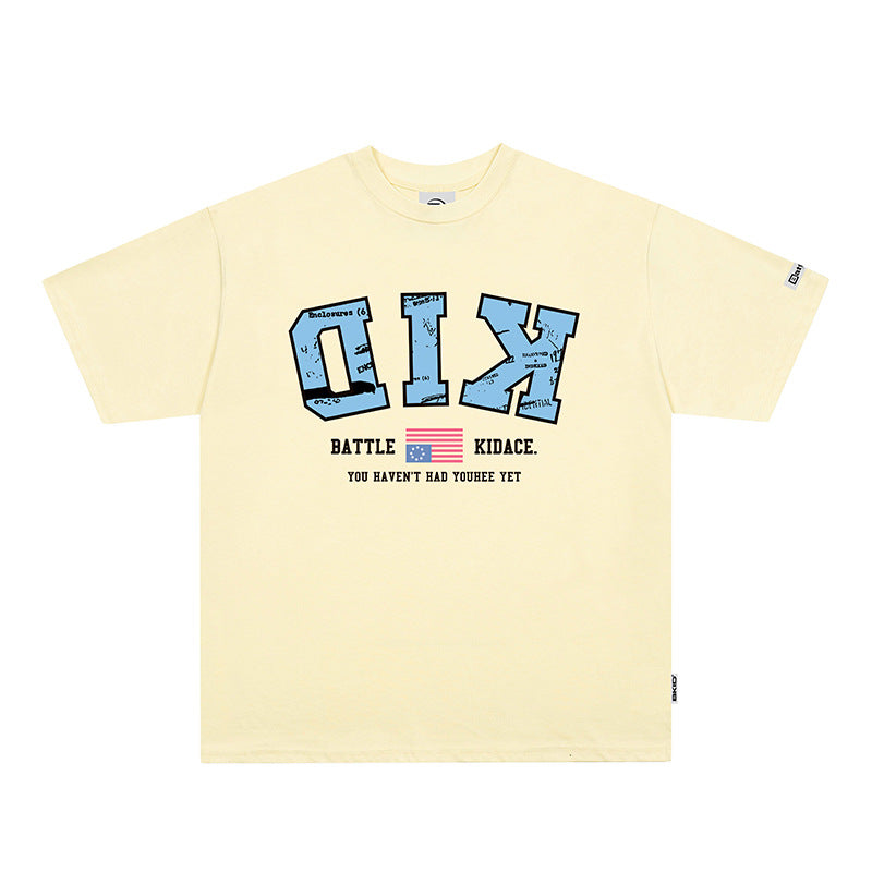 Vintage T Shirts Hip Hop Vintage Alphabet Print Short Sleeve T-Shirt Summer Loose Casual