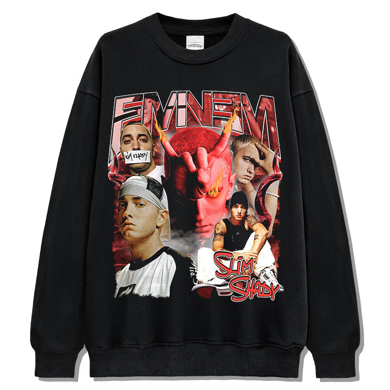 Marcas streetwear usa vintage Eminem print, crew neck sweater