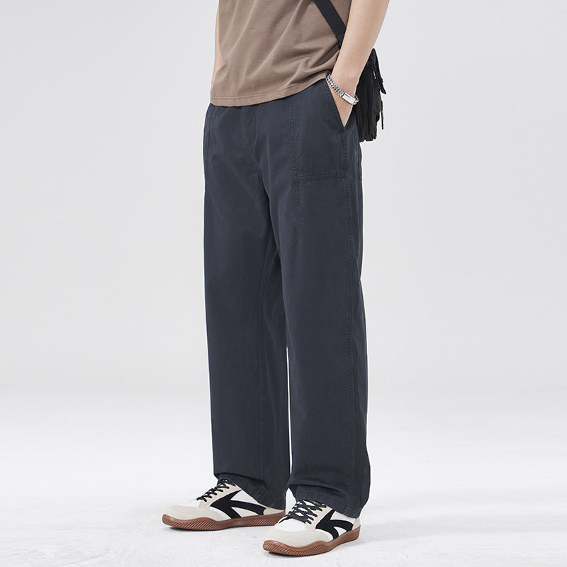 Men Casual Pants Vintage Cotton Men's Spring and Summer Loose Splicing Tooling Straight Pants