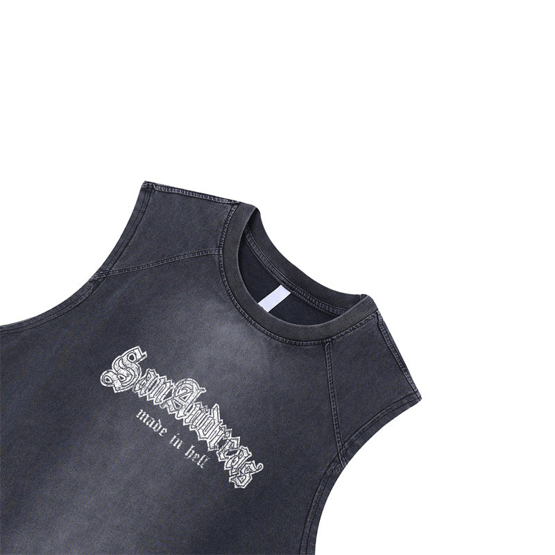 Hip Hop Shirts For Boys Washed Old Sleeveless T-Shirts