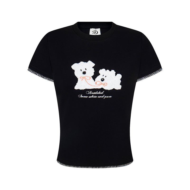 Casual Street Wear Embroidered Short Sleeve T-Shirt