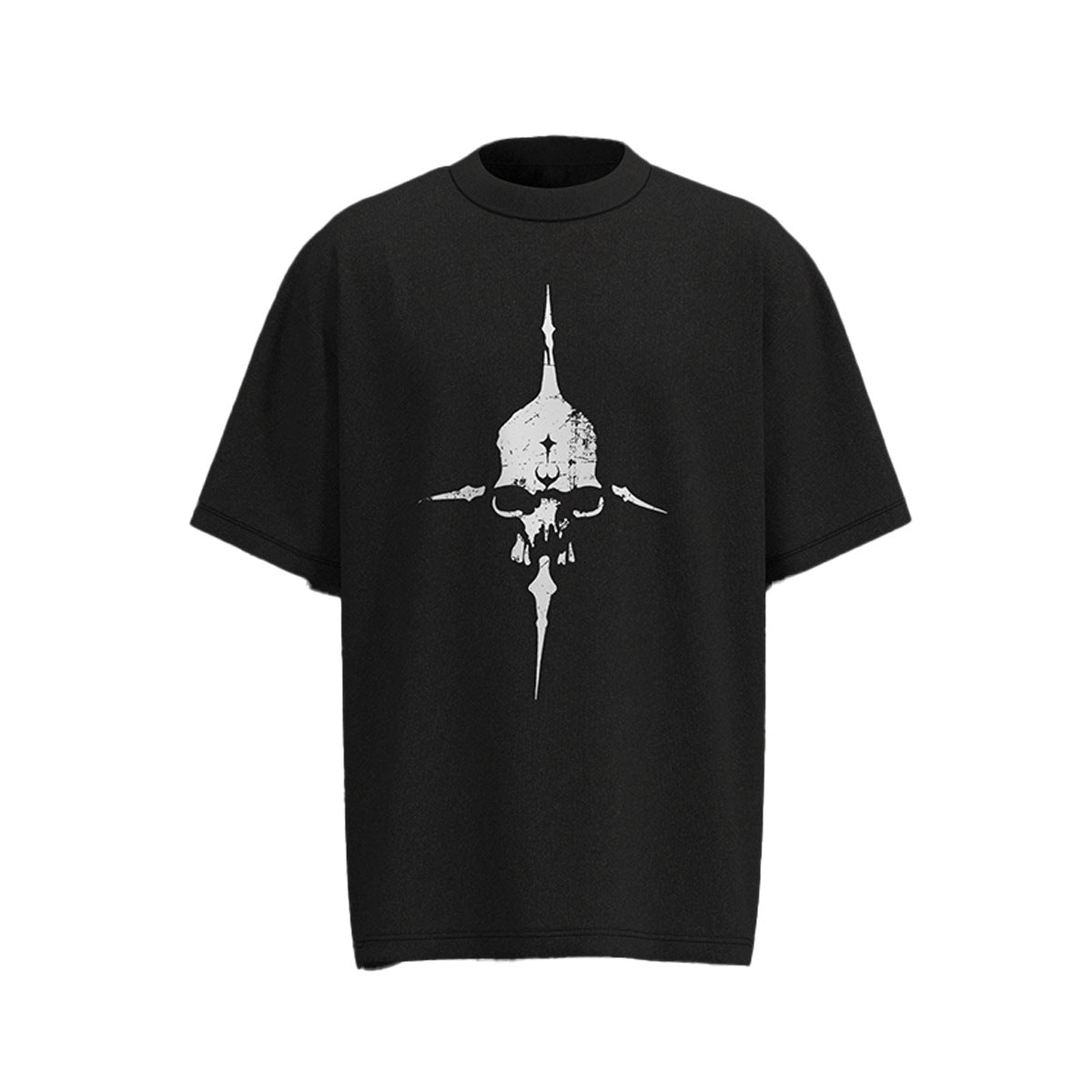 60s Style T Shirts Summer Vintage Washed Skull Print Short Sleeve T-Shirt