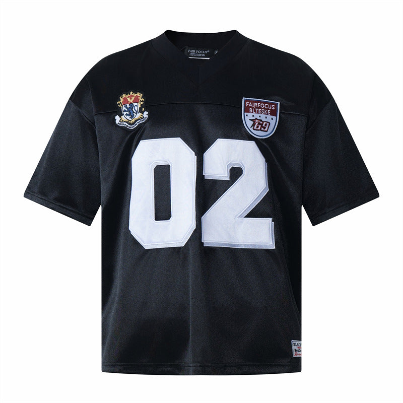 Hip Hop Shirts For Boys Hip Hop Rugby Shirt Printed Short Sleeve T-Shirt Loose, T-Shirt