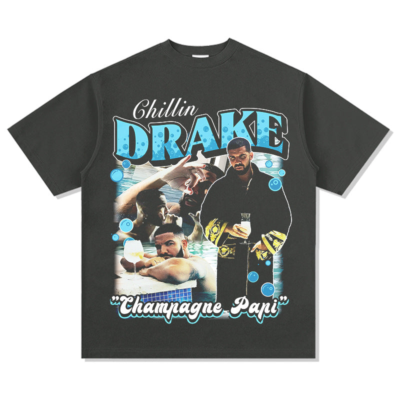 Cool t rapper vintage hip hop drake Drake print short sleeve t-shirt