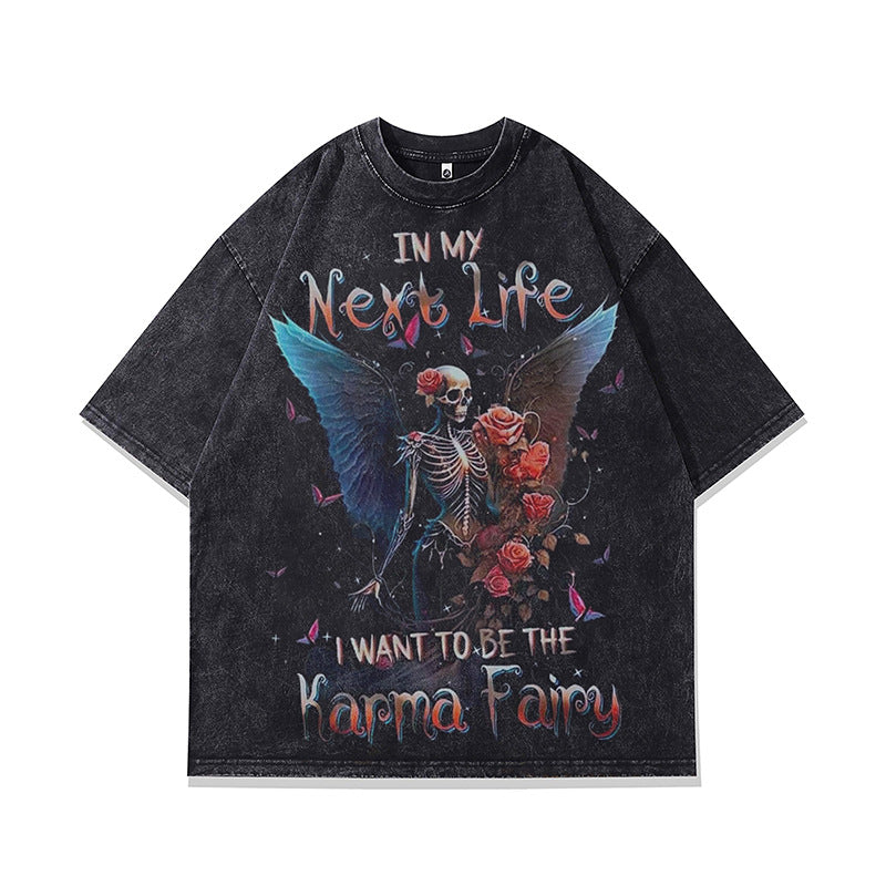 Ropa Vintage Hombre Skull Print Oversize Short Sleeve T-Shirt