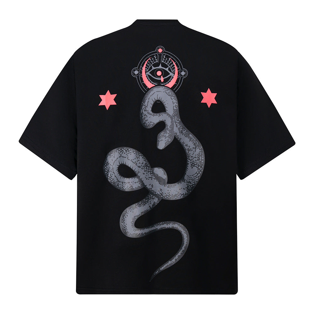 Vintage Usa Shirt Vintage Year of the Snake Short Sleeve T-Shirt Loose Casual Crew Neck Top