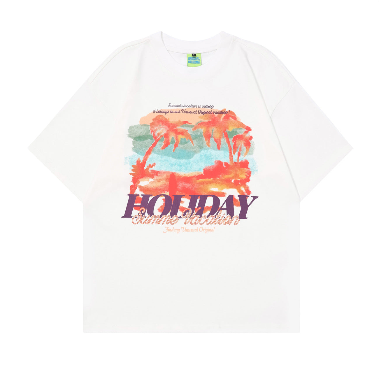 90s West Coast Hip Hop Fashion T Shirts Spring Summer Sunset Beach Print Half Sleeve Top