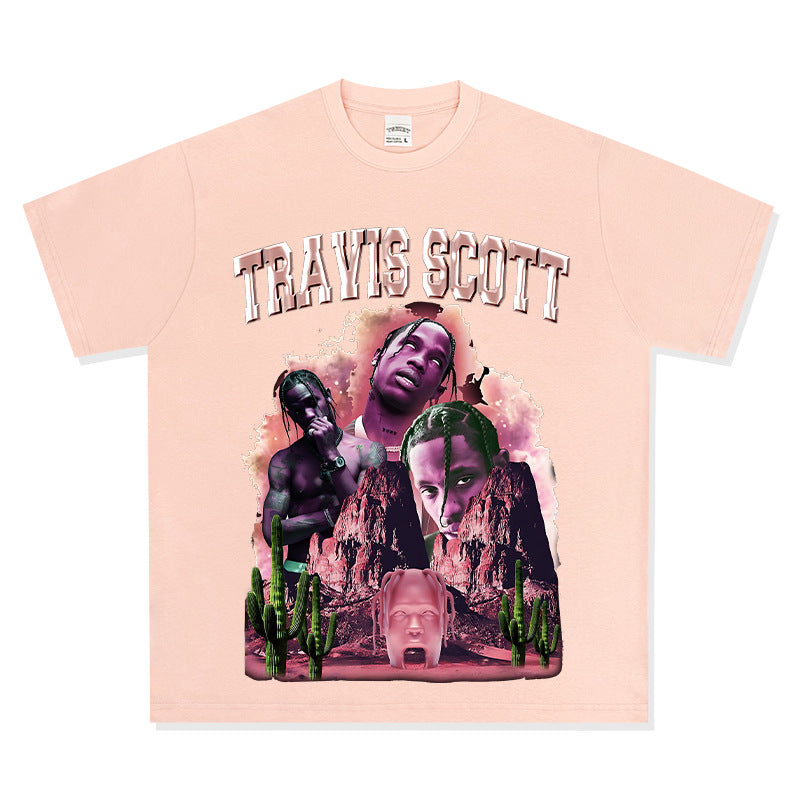 Cool t rapper travis scott print short sleeve t-shirt