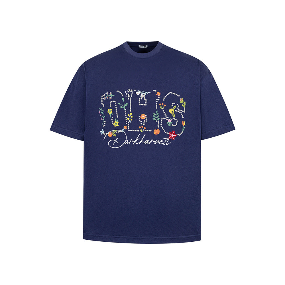 Vintage Usa Shirt Vintage Embroidered Floral Short Sleeve T-Shirt
