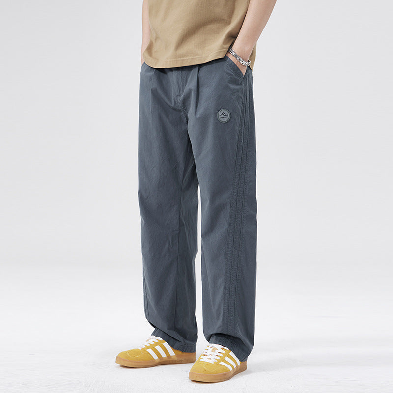 Men Casual Pants Loose Straight Spring Cotton Boys