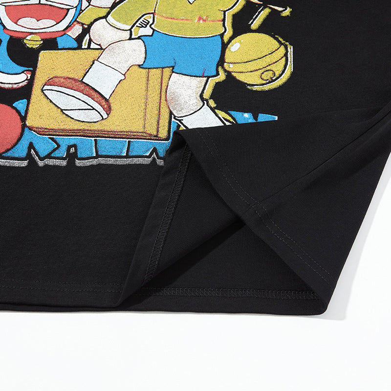 Nyc 1990 Shirt Vintage Cartoon Printed Robot Cat Short Sleeve T-Shirt Oversize Top