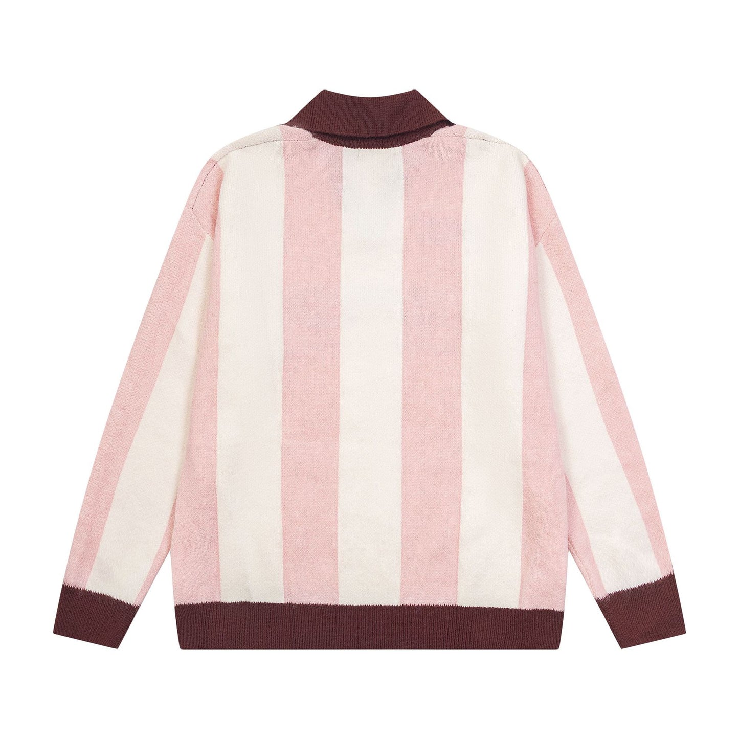 Marcas De Streetwear Striped Letter-Embroidered Lapel Sweater