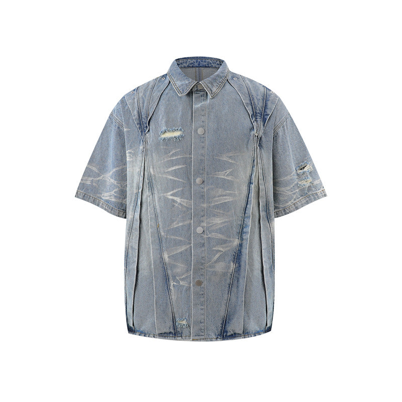 Hip Hop Shirts For Boys Summer Washed Jeans Hip Hop Denim