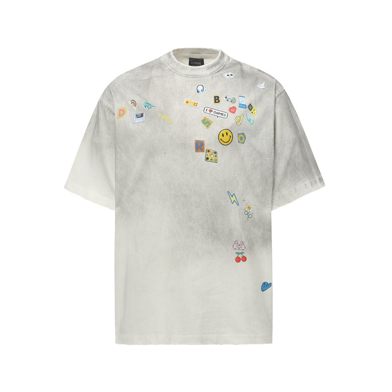 Casual Street Wear Short Sleeve T-Shirt Crew Neck Loose Short Sleeve Top