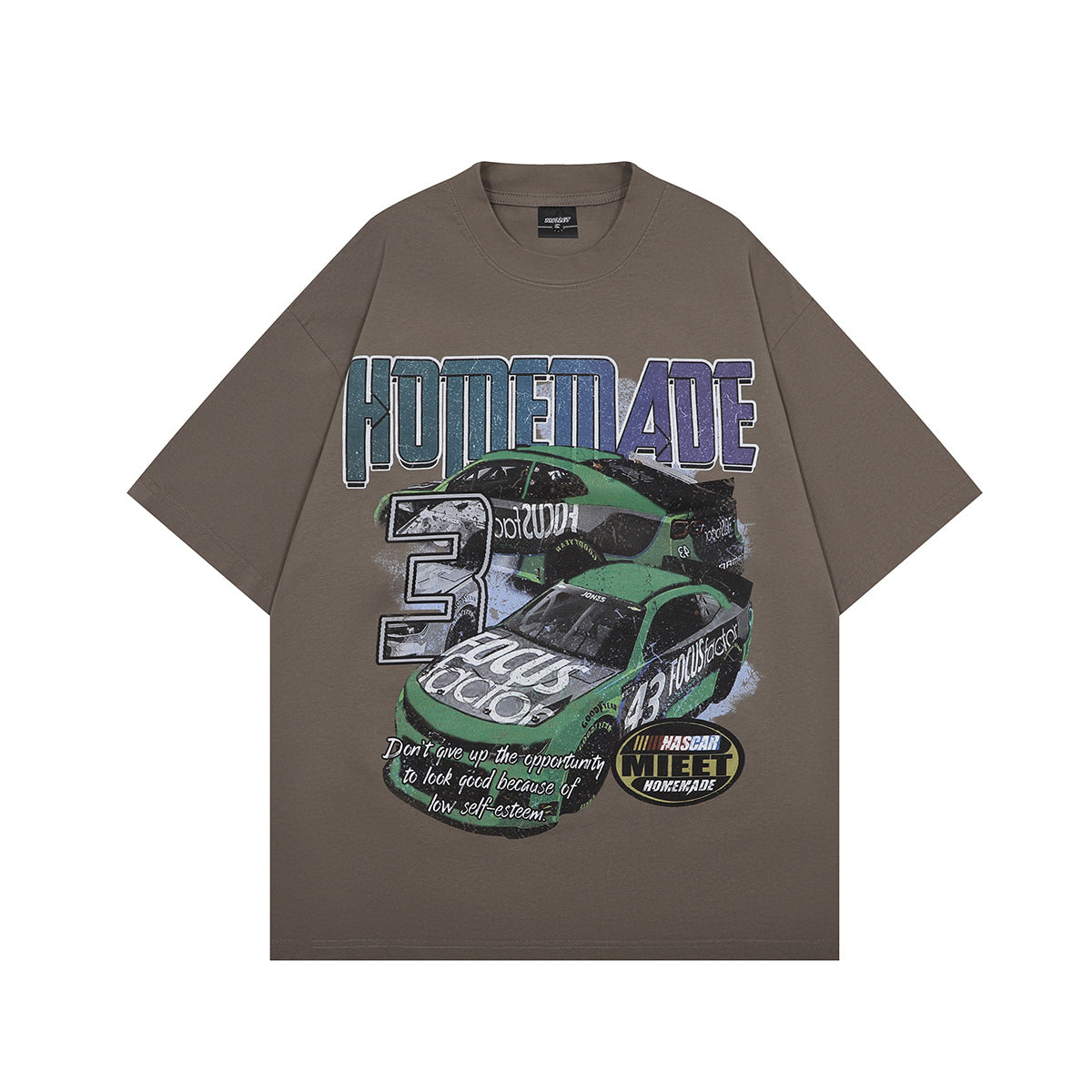 1990 Fashion T-Shirt Summer Locomotive Printing Washing Water Old Short Sleeve T-Shirt