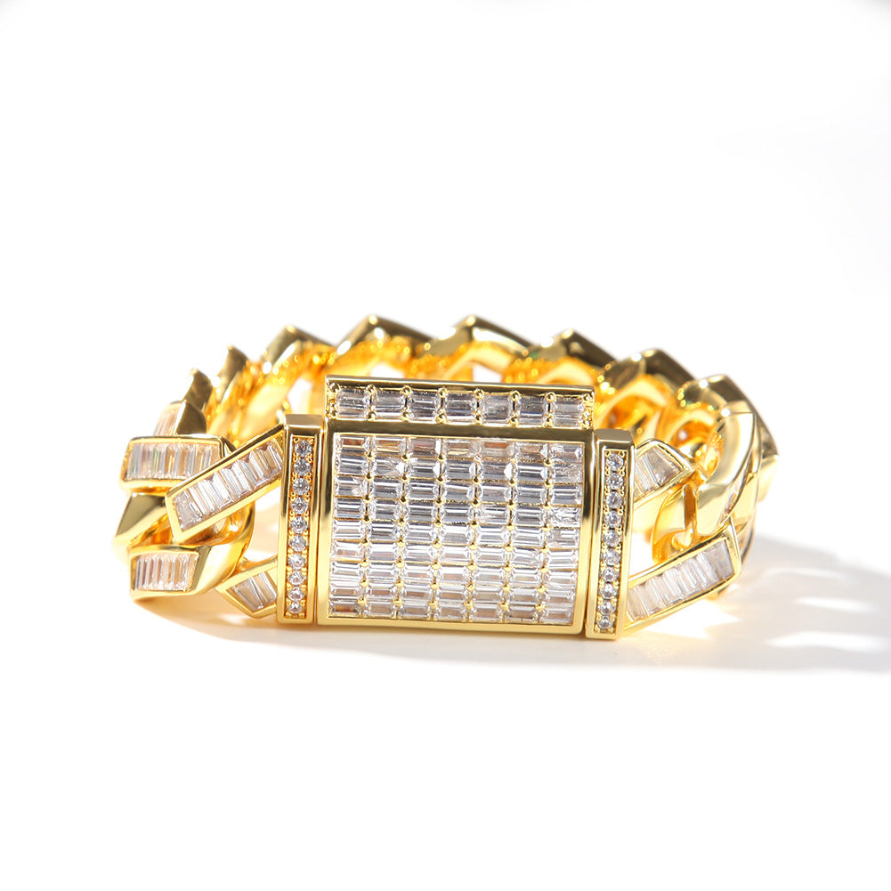 Bracelet Square Zirconium Bar Cuban Bracelet ins Wind Bracelet St. Valentine's Spectrum