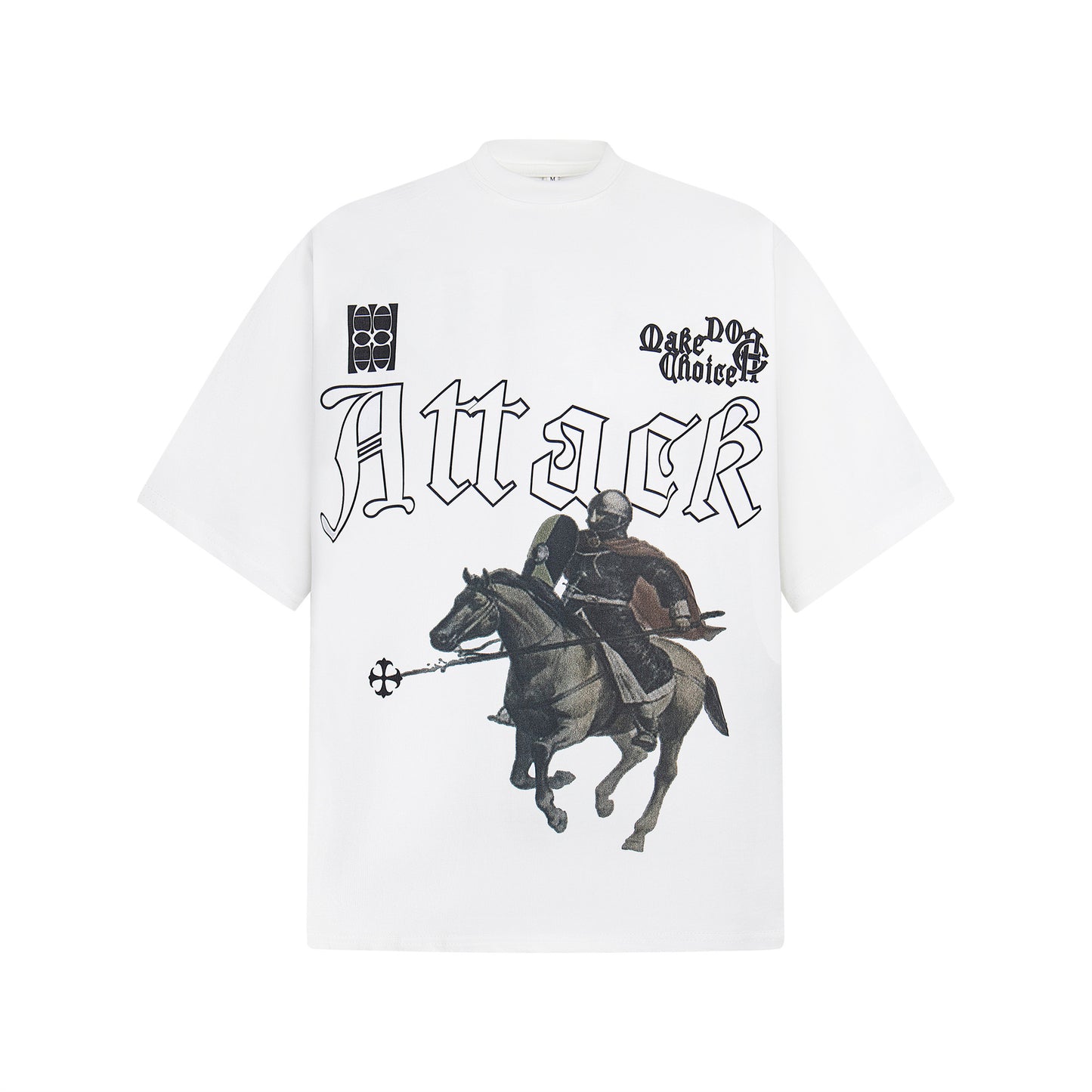 Unisex T-shirts Street Vintage Cavalry Character Men's Loose Short Sleeve T-Shirt