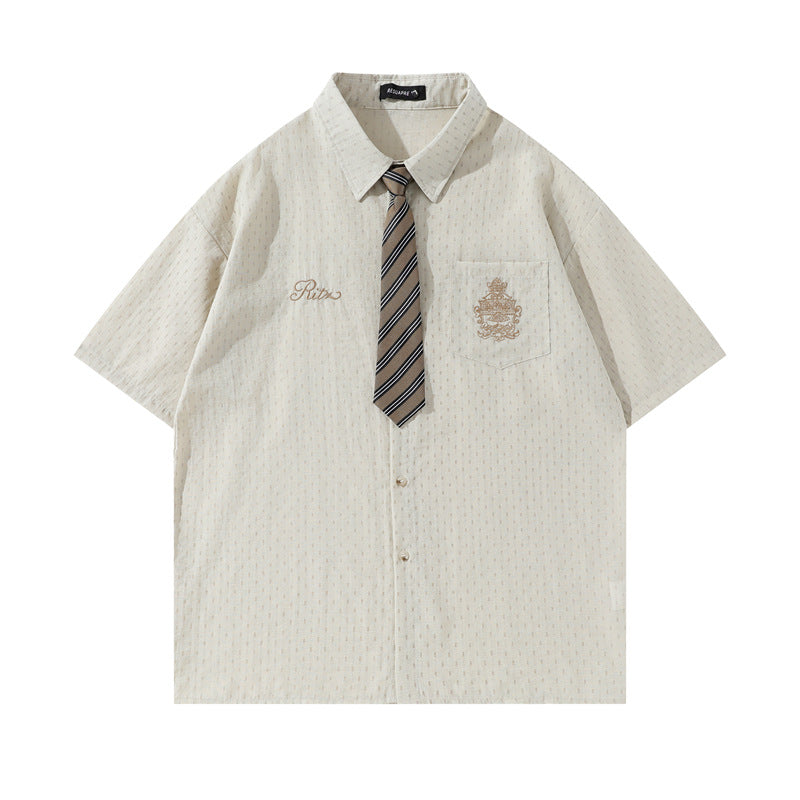 Y2K mens shirt vintage striped short sleeve shirt
