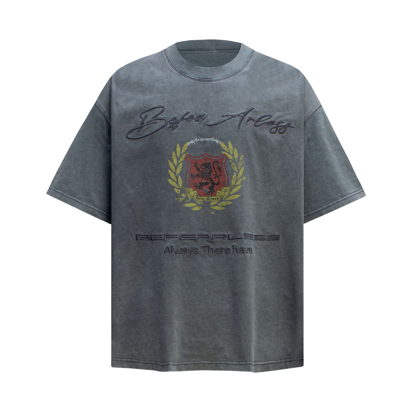 Unisex T-shirts Summer Letter Embroidery Men's Loose Short Sleeve T-Shirt