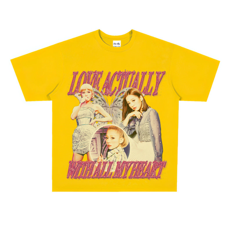 Film Star T Shirt Loose Retro Street T-shirt Men and Women Same Style